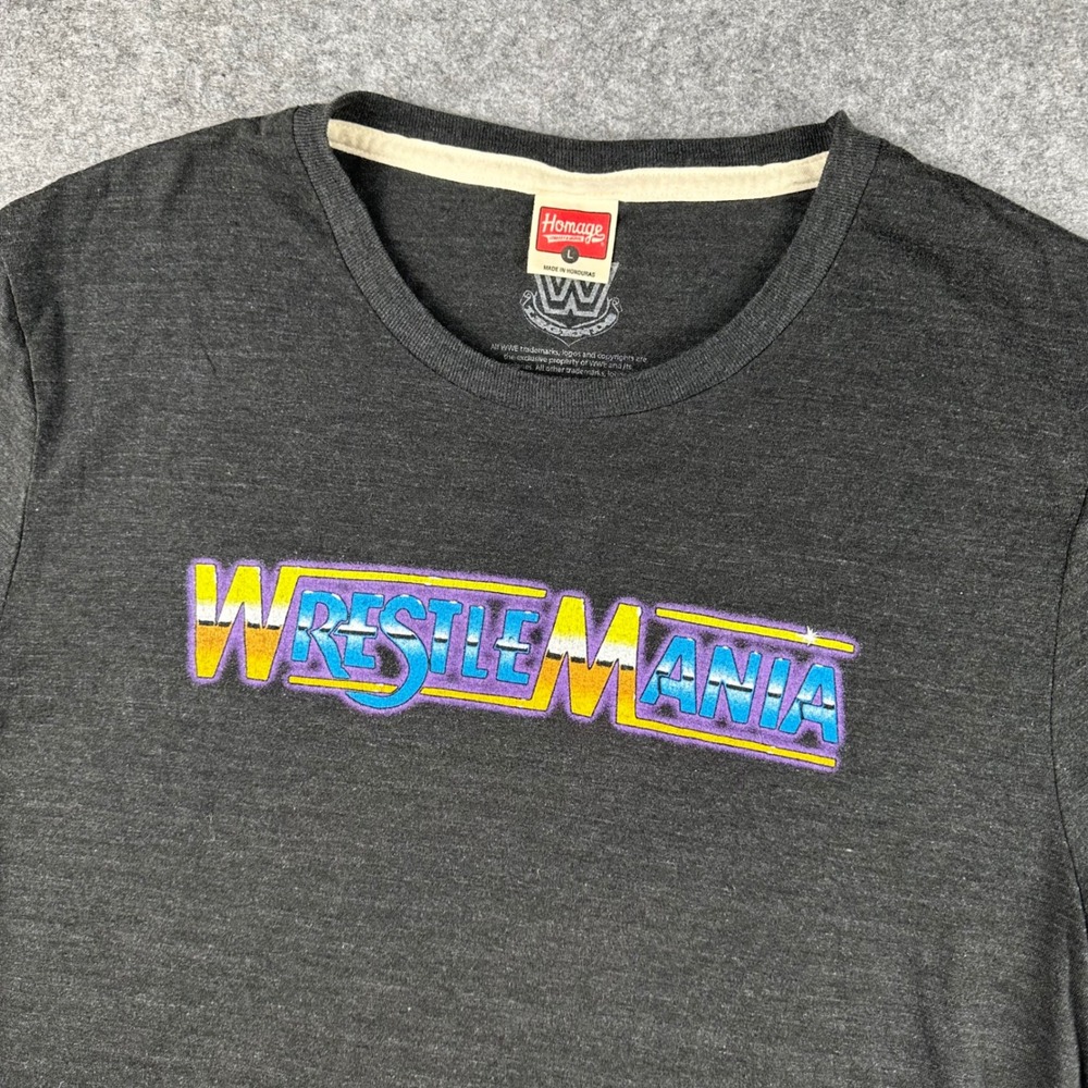 Homage WWE Legends Wrestlemania Graphic T-Shirt Mens Large Charcoal Grey Heather